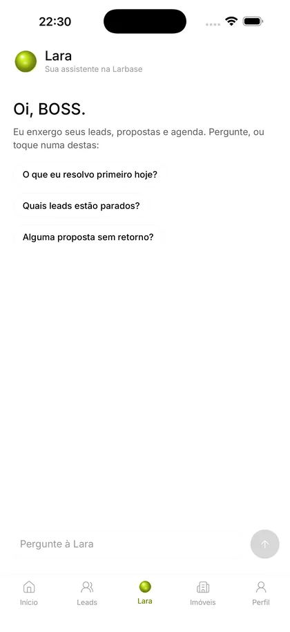 App do corretor — Lara, assistente de IA